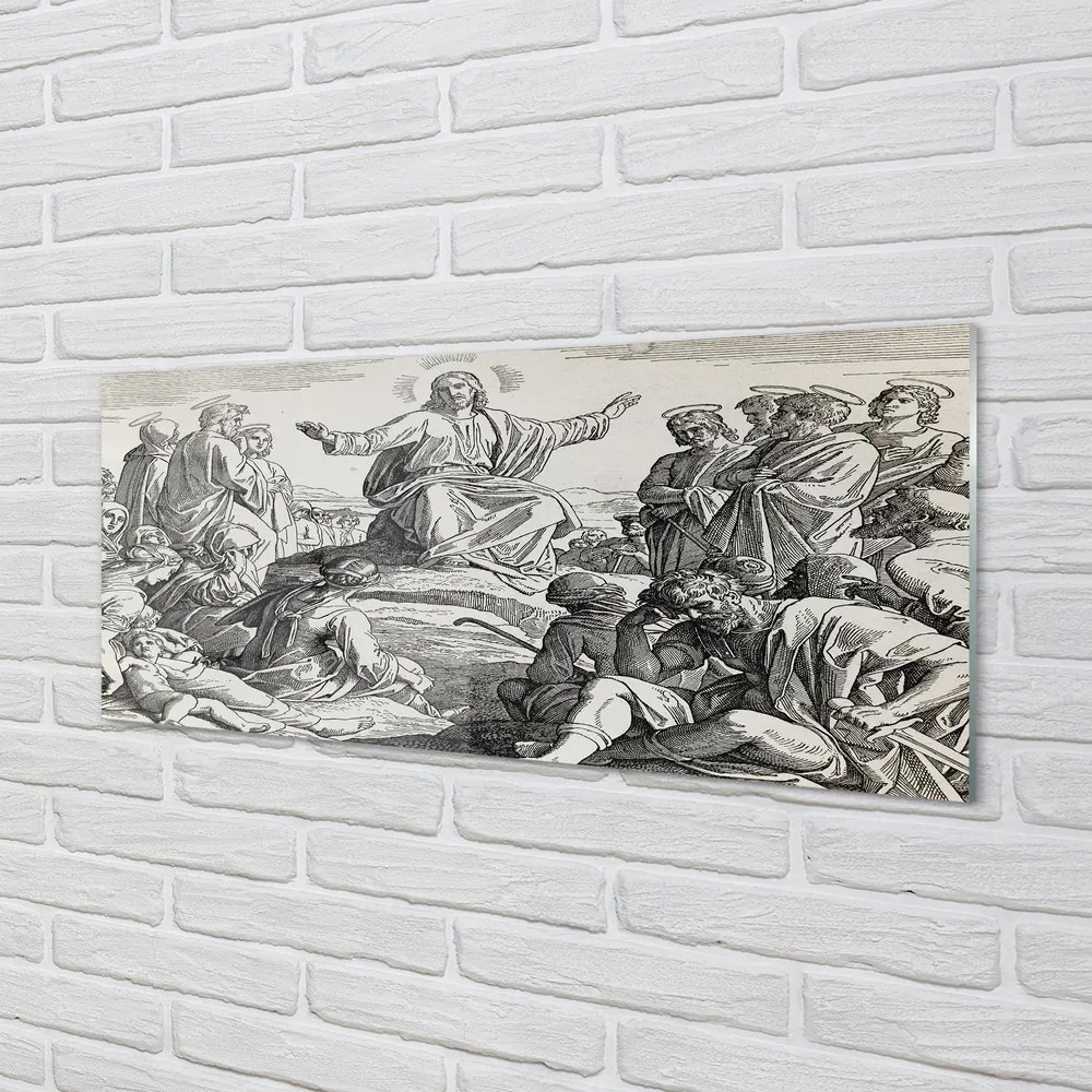 Akrilkép Jézus rajz emberek 100x50 cm