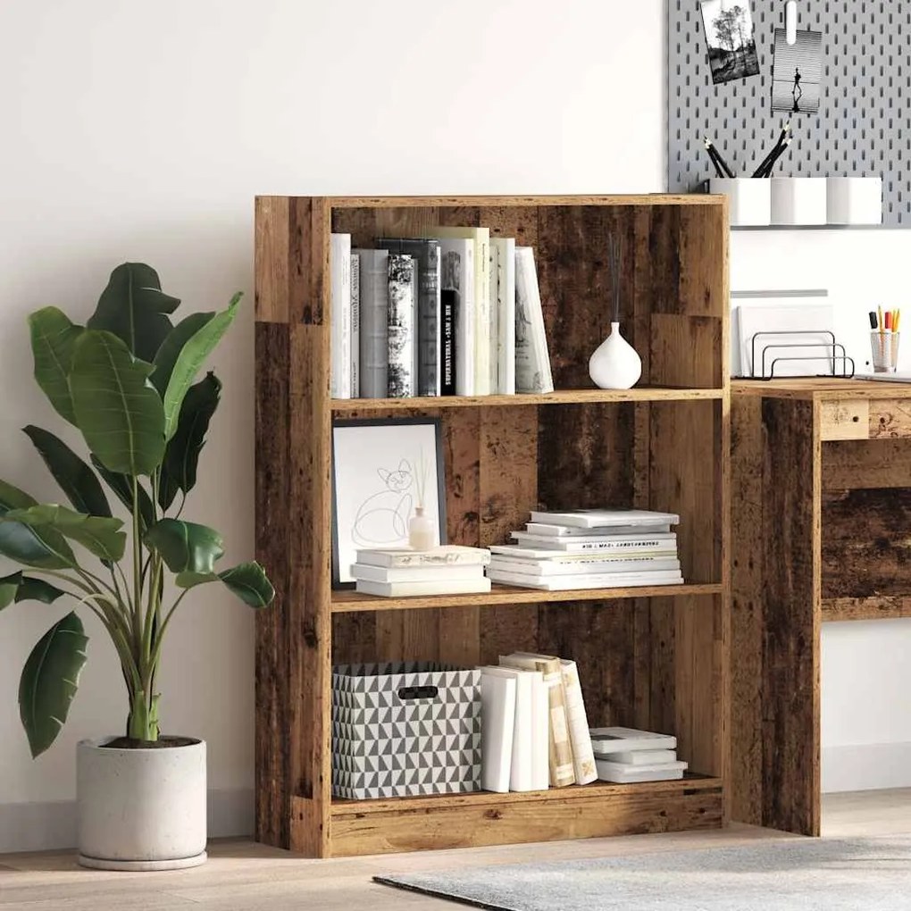 antik fa színű szerelt fa könyvespolc 80 x 24 x 109 cm