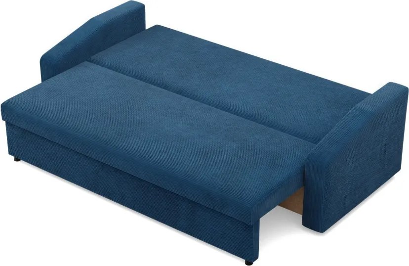 Zeus kanapéágy, kordbársony, hab töltet, döntött kartámasz, kék