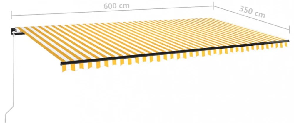 sárga és fehér kézzel kihúzható napellenző 600 x 350 cm