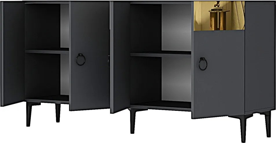 Gama komód, antracit-arany, 150 cm