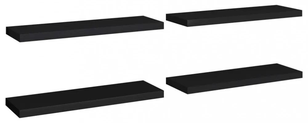4 db fekete MDF lebegő fali polc 80 x 23,5 x 3,8 cm