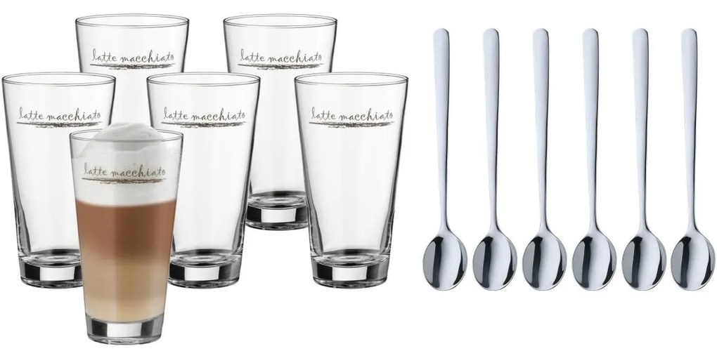 WMF WMF - Pohár és kanál készlet latte macchiato-hoz CLEVER & MORE 6 db GS0547