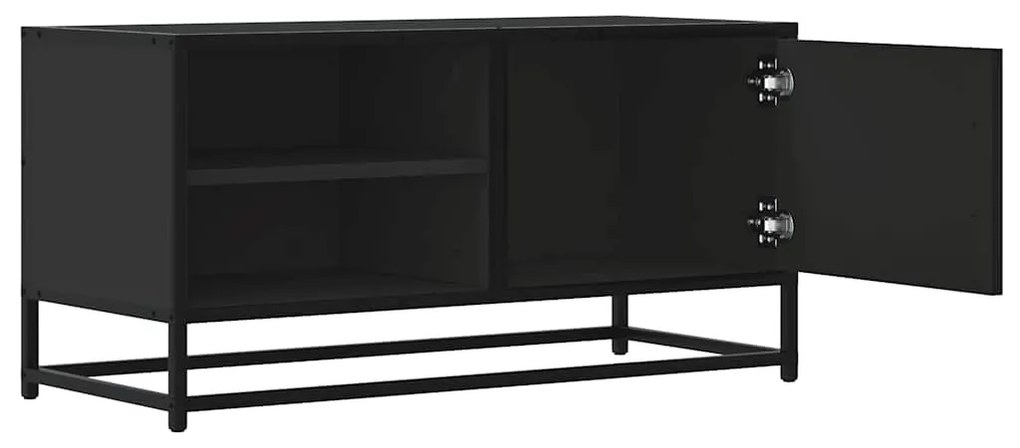fekete szerelt fa és fém TV-szekrény 80x34,5x40 cm