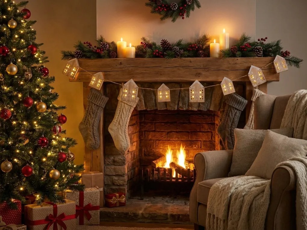 Karácsonyi LED fényfüzér WINTER VILLAGE, 2 m