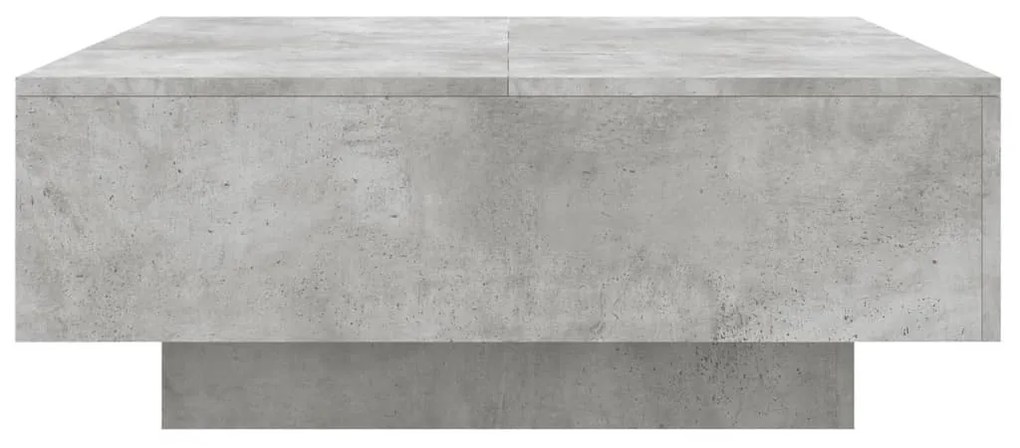 betonszürke dohányzóasztal LED-lámpákkal 80 x 8 0x 31 cm