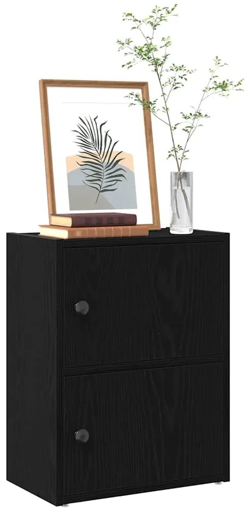 Könyvespolc fekete tölgy 40x24x52 cm gépesített fa