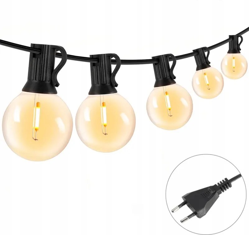 Kerti Erkélyfüzér Led Fény 15M 52xIZZÓ G40 1W