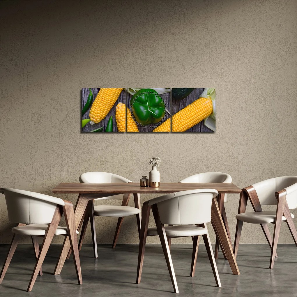 Zöldség képe (órával) (90x30 cm)