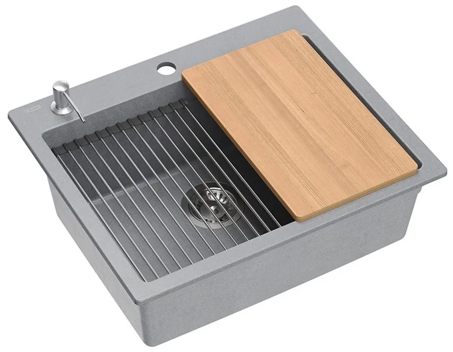 gránit mosogató KURT 110 WORKSTATION Grey Metallic