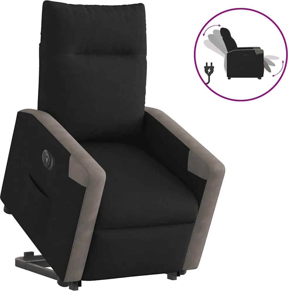 vidaXL elektromos felállást segítő fekete szövet dönthető fotel