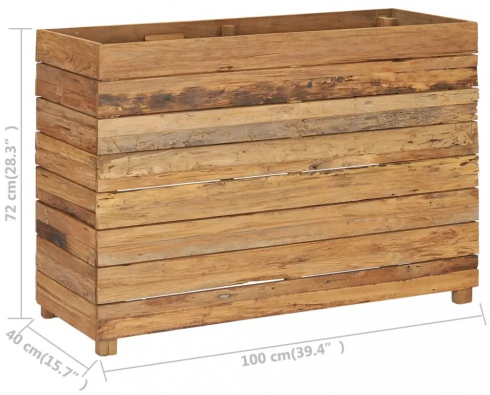újrahasznosított tíkfa és acél magaságyás 100 x 40 x 72 cm