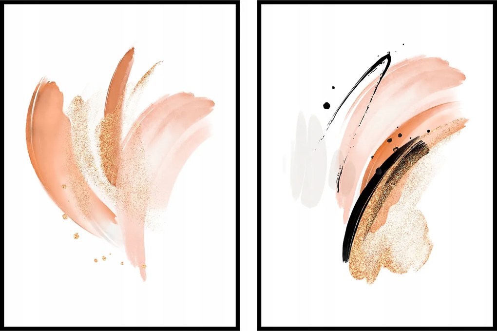 Grafika két poszter diptichon absztrakt 15x21 2db