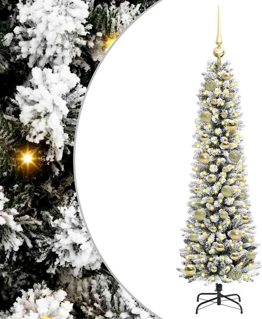 vidaXL Mű karácsonyfa 150 LED-del Fehér 120 cm PVC és Fém és Műanyag
