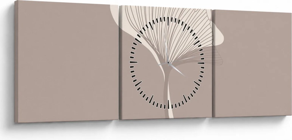 Kép - Bézs színű levelek N⁰3 (órával) (90x30 cm)