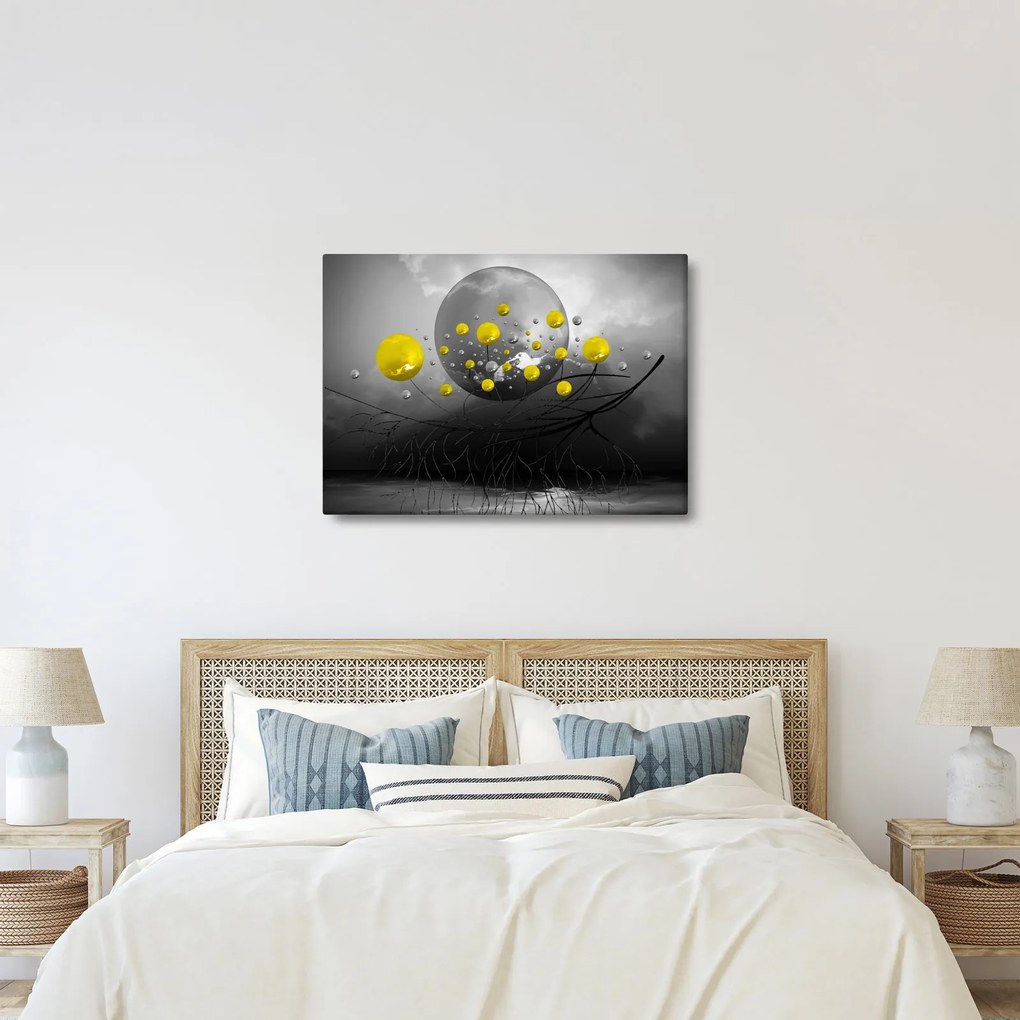 Kép- sárga absztrakt gömbök (70x50 cm)