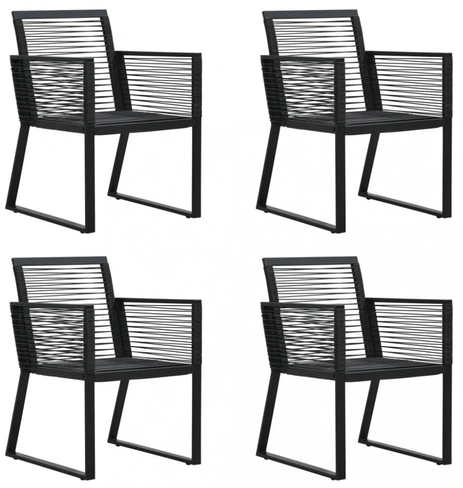 5 részes fekete PVC rattan kültéri étkezőgarnitúra