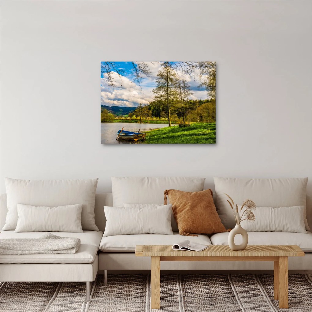 Egy csónak képe a tó mellett (70x50 cm)