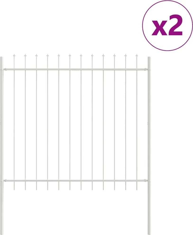 vidaXL Kerti Kerítés 2 pcs Fehér 3,4 x 1,5 m Porfestett acél
