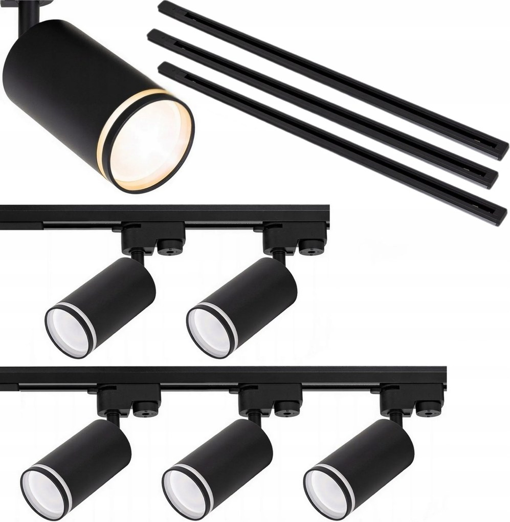 Sínvilágítás 3x 1m 5x lámpa GU10 díszléc sínvezeték reflektor 3m
