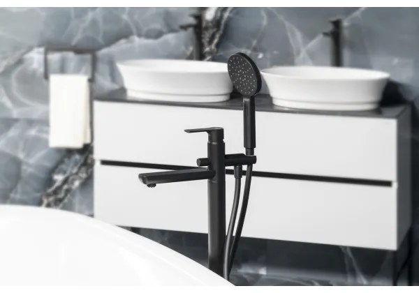 Sapho - PAX kádkészlet csapteleppel, matt fekete