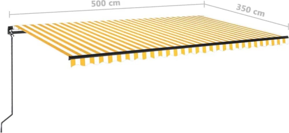 Sárga és fehér kézzel kihúzható napellenző 500 x 350 cm