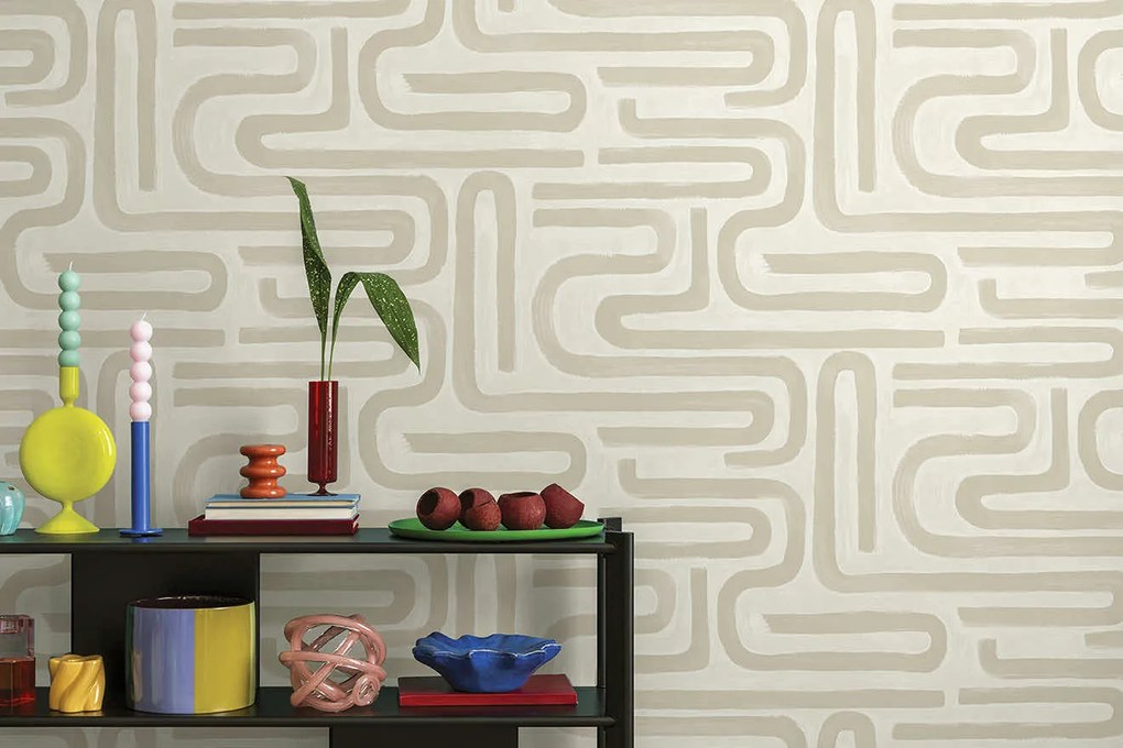 Holden Decor Imaginarium 3 Brushed Geo bézs-taupe geometrikus papír tapéta – 14230