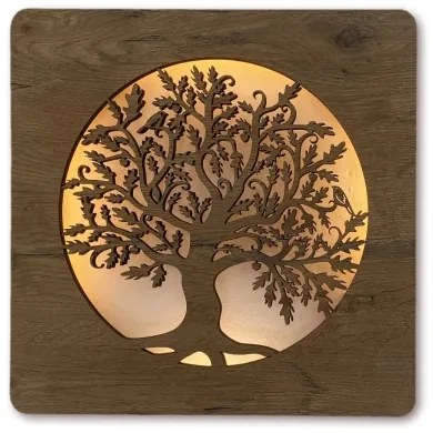 Li-Go 5275/DUB2 - LED fali dekoráció LED/10W/5V 20000 mAh 42x42 cm tölgy + távirányító