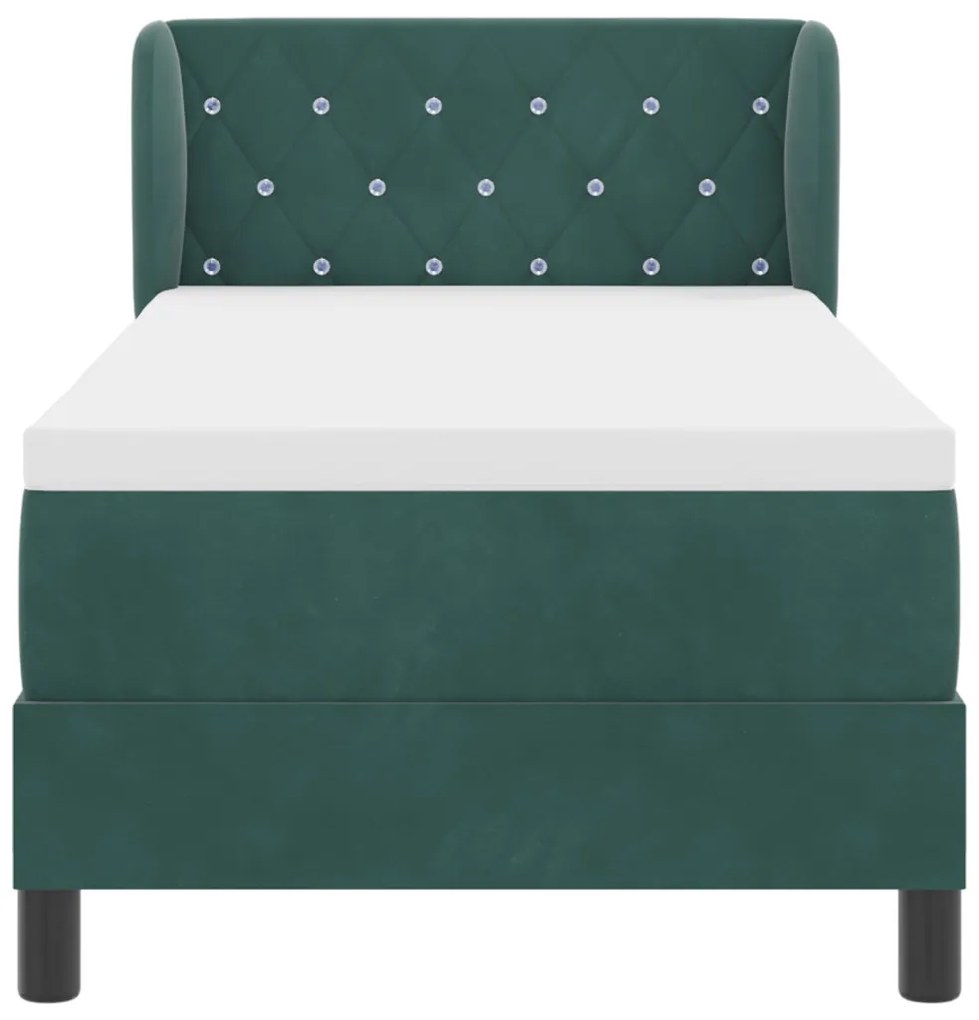 Boxspring Ágy Matraccal Sötét Zöld 80x200 cm - Bársony