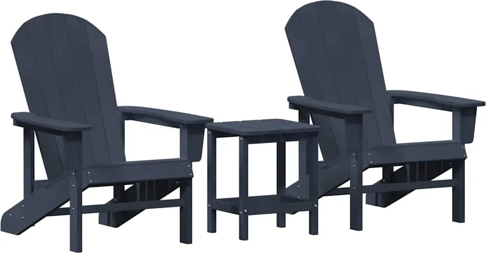 vidaXL Kerti Szék 3 pcs Tengerészkék Polietilén