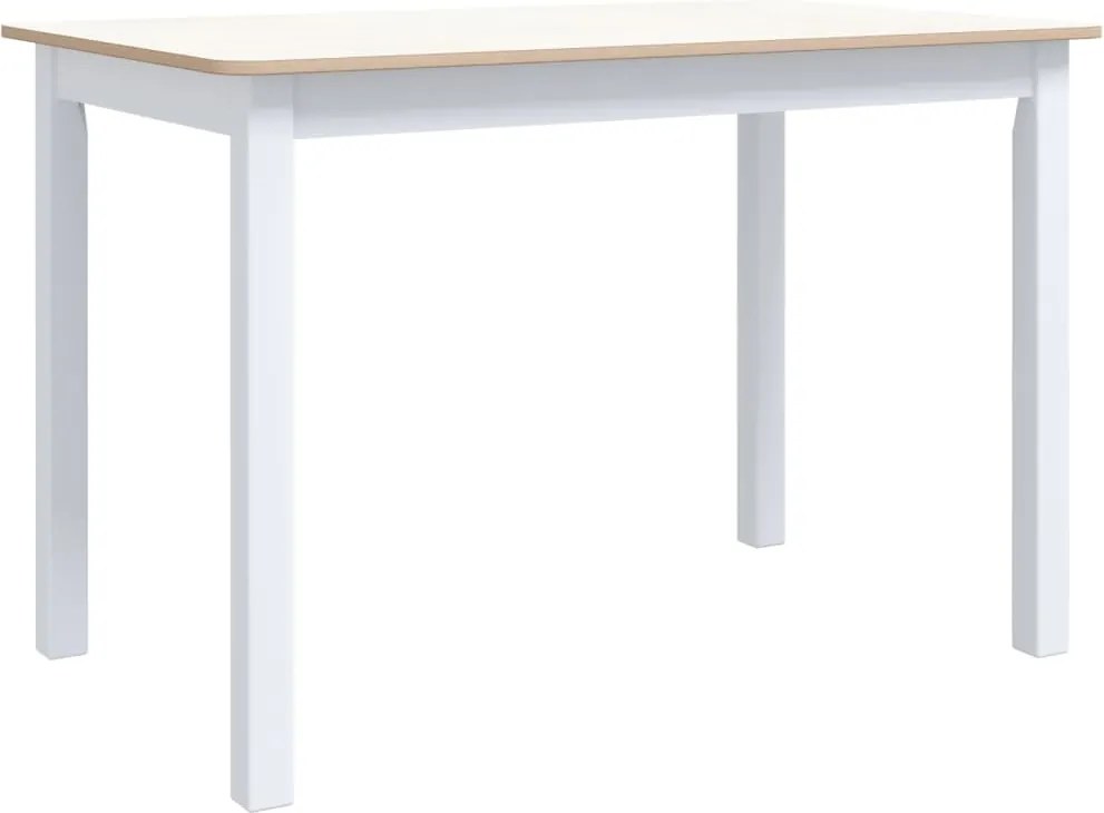 vidaXL fehér és barna tömör gumifa étkezőasztal 114 x 71 x 75 cm