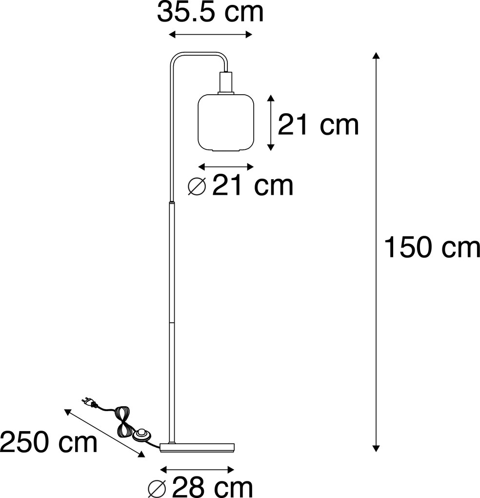 Állólámpa fekete, arany és füstüveggel, PUCC-al - Zuzanna