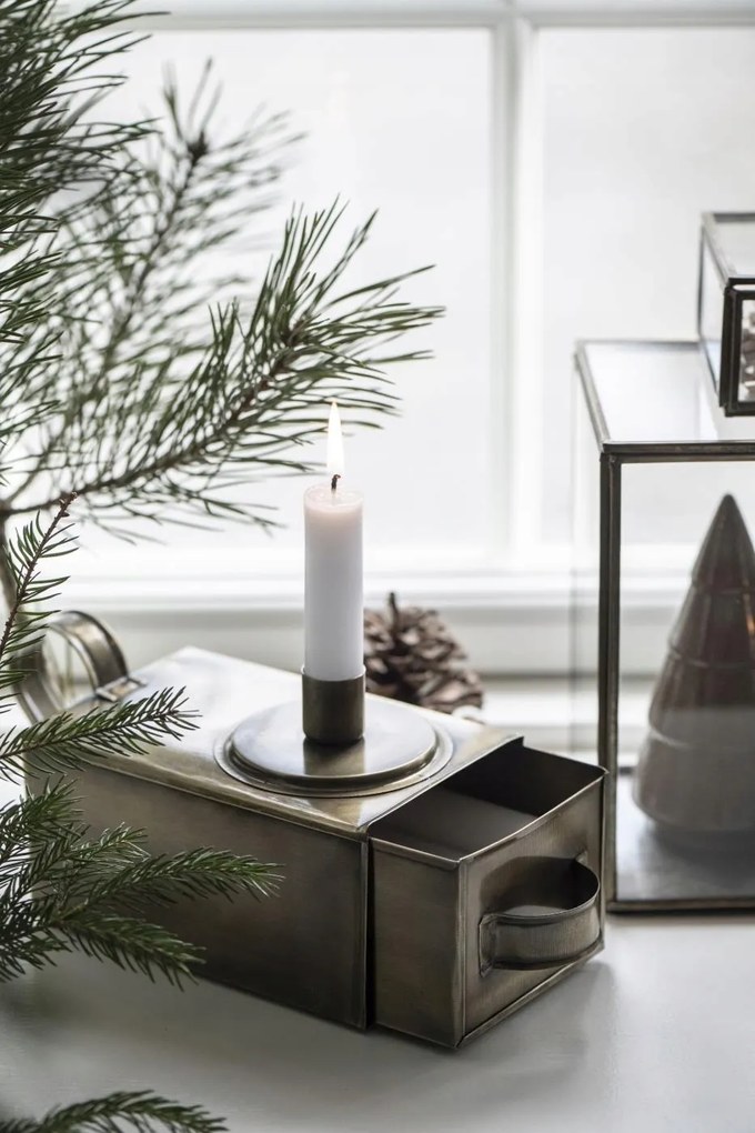 Retro fém gyertyatartó Ib Laursen tárolóval