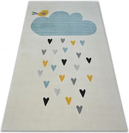 Pastel szőnyeg  18409/062 - Felhő Szívek Madár krém türkiz