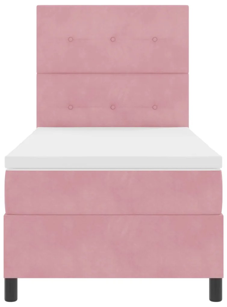 Boxspring Ágy Matraccal &amp; LED Rózsaszín 90x190 cm Bársony