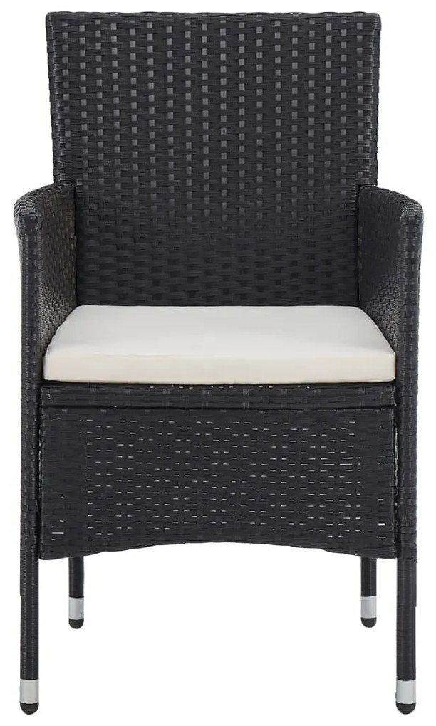 5 részes fekete polyrattan és üveg kültéri étkezőgarnitúra