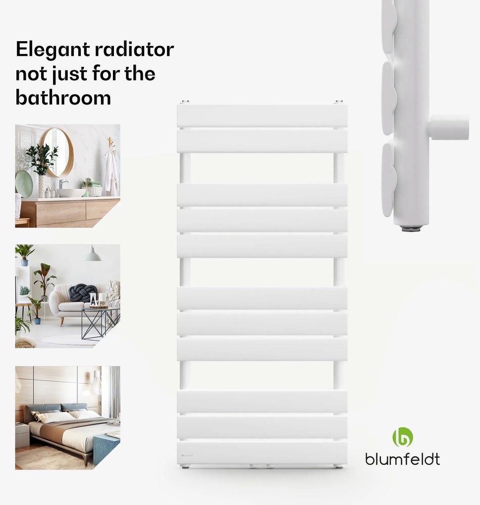 Blumfeldt Fairmont, 50 x 107, radiátor, 509 W, meleg víz, 4 törölközőtartó, 1/2"