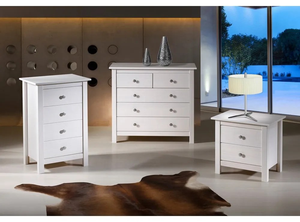 Fehér borovi fenyő magas komód 46x80 cm Berna – Marckeric