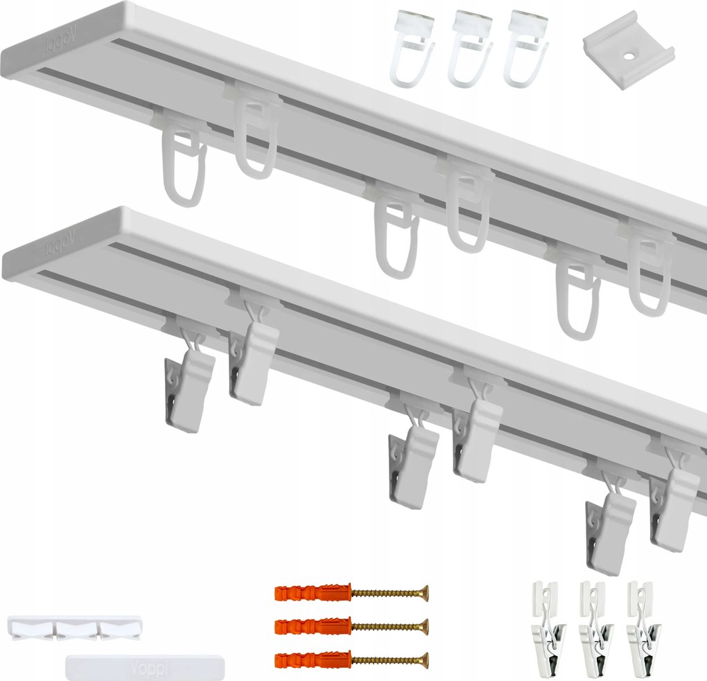 Mennyezeti függönykarnis Dupla 260 CM Mennyezeti sín Alumínium Fehér Fekete