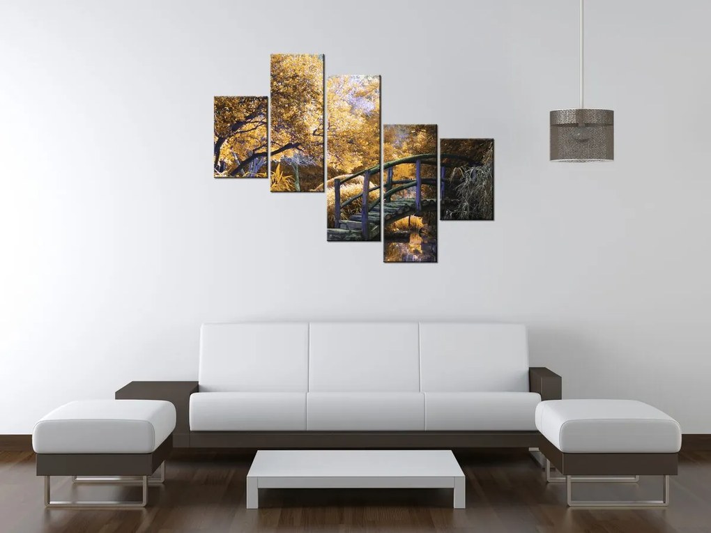 Gario Vászonkép Japán aranykert - 5 részes Méret: 150 x 70 cm