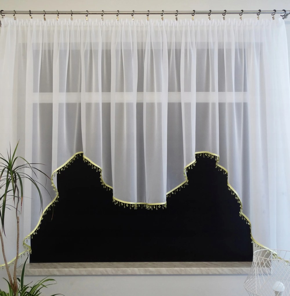 Mg Függöny Fátyol M-ka gyöngyök sárga 4092 400x155