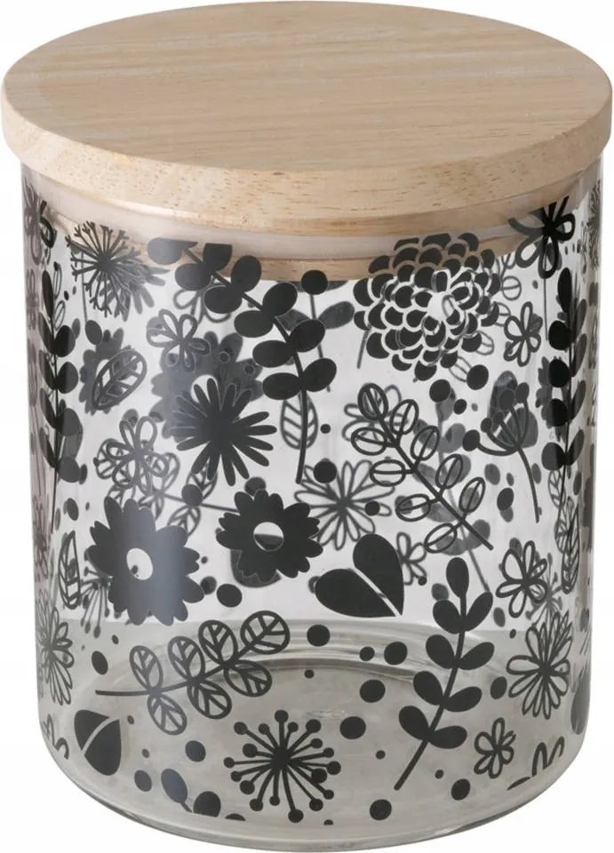 Virágmintás üveg ételtároló doboz Fedéllel