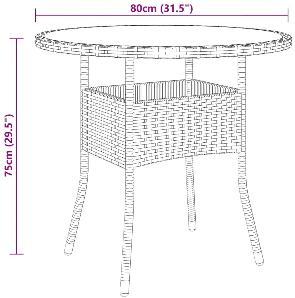 vidaXL 3 részes barna polyrattan és edzett üveg kerti bisztrószett