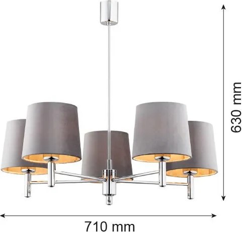 ARGON 2108 BOLZANO PLUS Modern Csillár Króm, Sötét Szürke E27 IP20