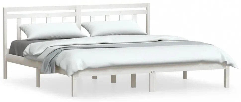 fehér tömör fenyőfa ágykeret 200 x 200 cm