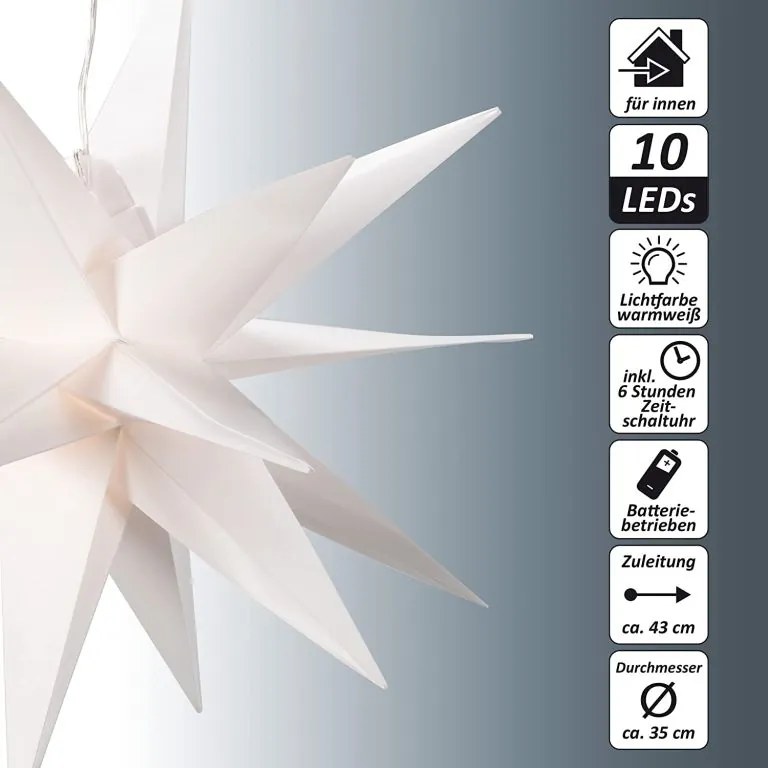 NEXOS Karácsonyi csillag dekoráció időzítővel 10 LED 35 cm