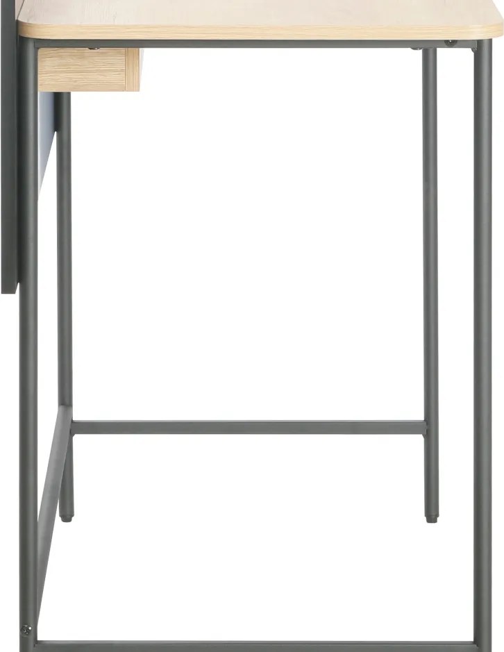 Számítógépasztal, tölgy/fekete, KOMPUS