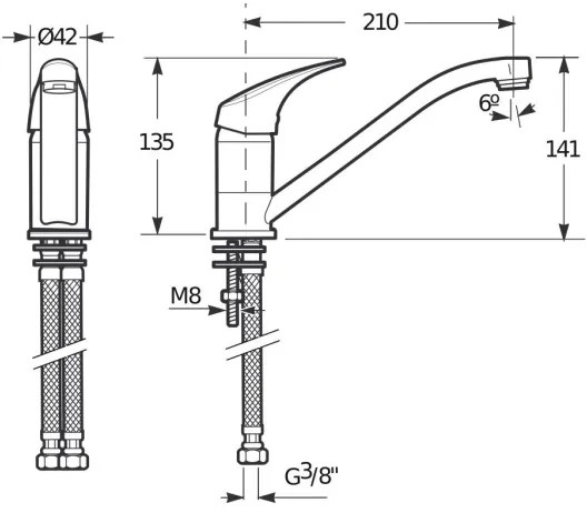 JIKA H3511N10042301 - TALAS mosdó csaptelep, 13,5 cm, fényes króm