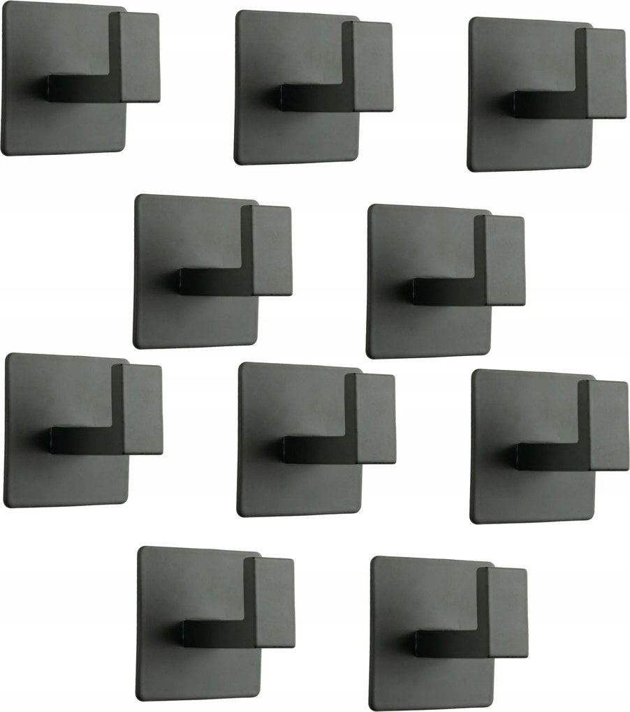 10 x Fürdőszobai akasztó öntapadós fekete törölköző tartó