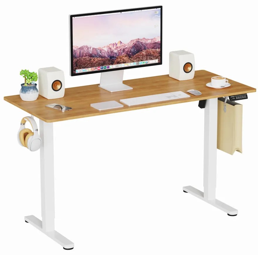 Elektromosan állítható magasságú íróasztal - 140x60cm arany tölgy ülő-/állómunkához - LVN System Lite LV1718